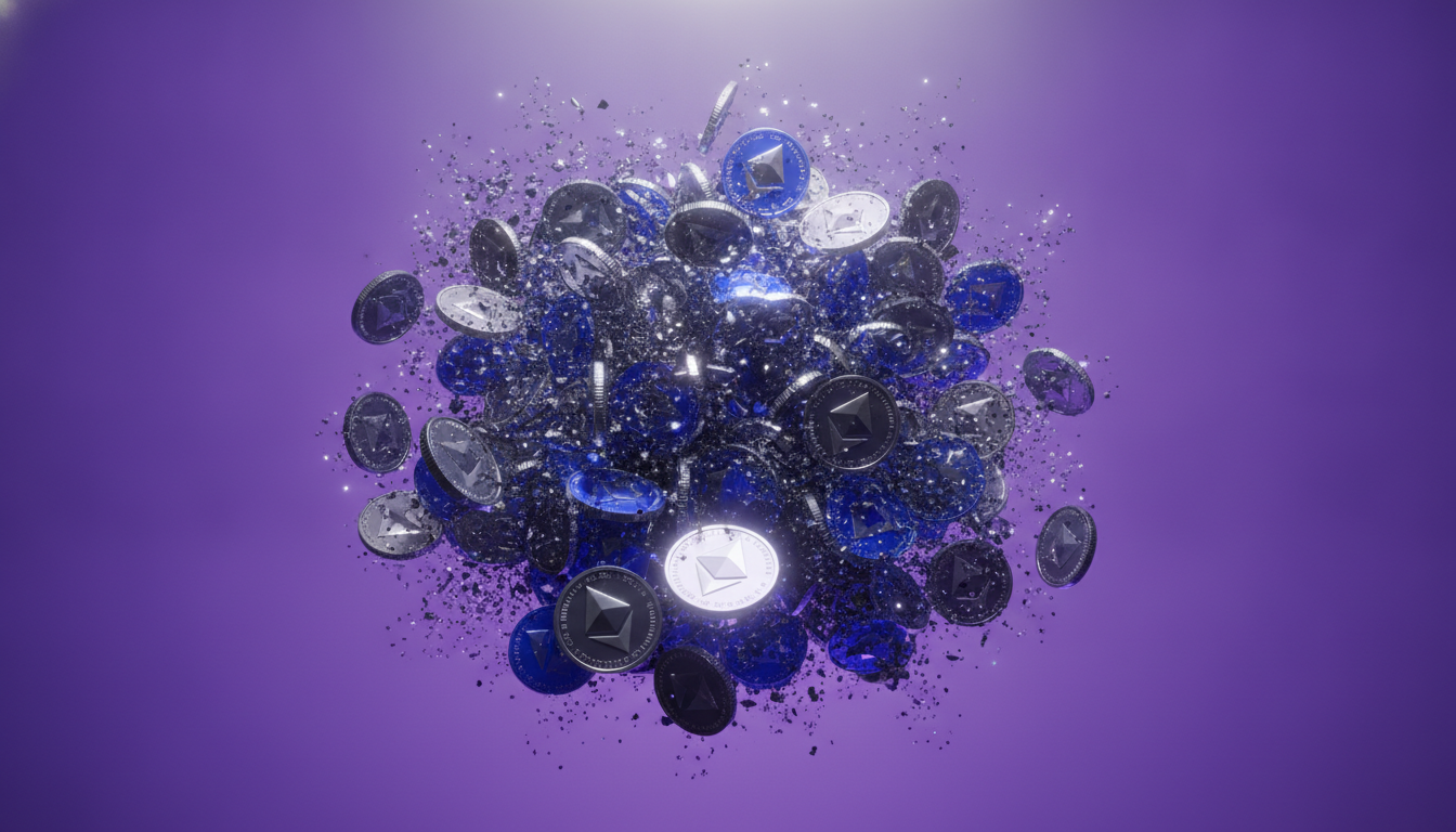 Market data screens during a crypto liquidation cascade with forced selling across leveraged positions