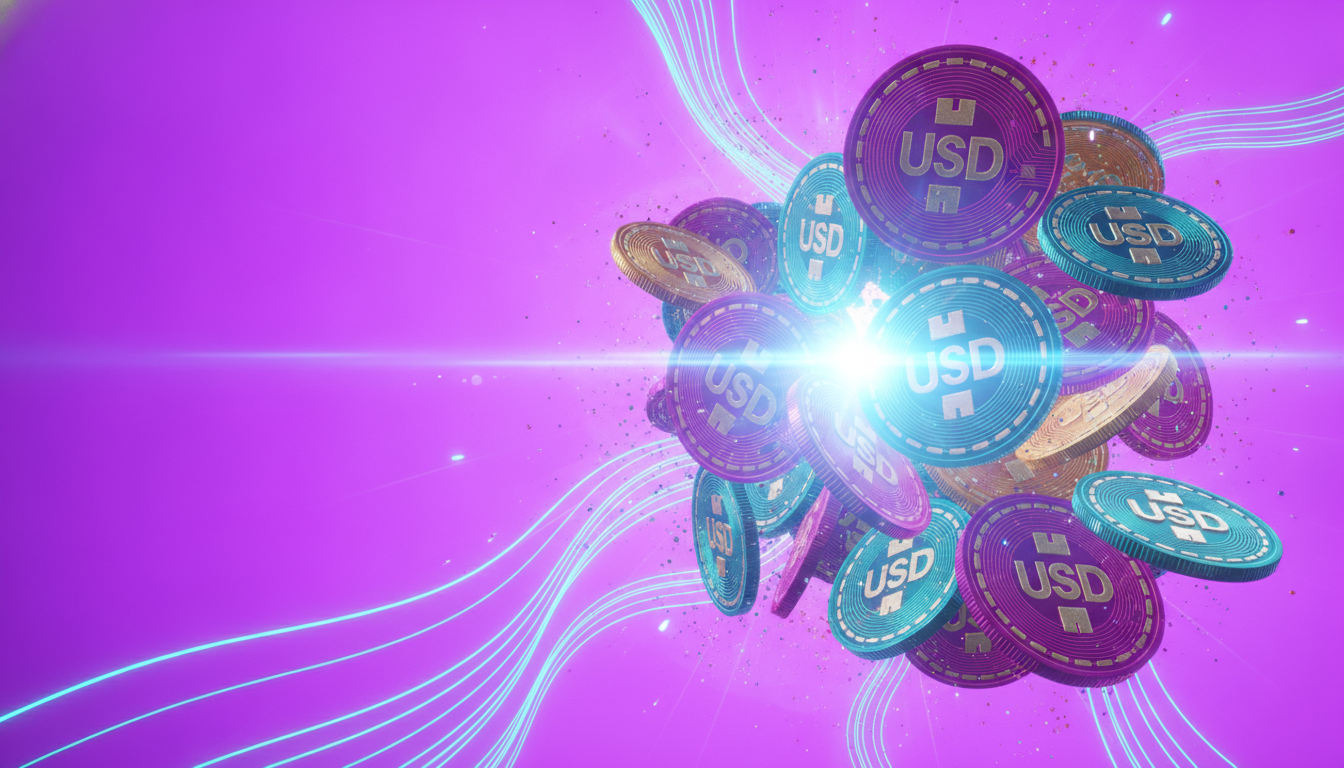 Digital dollar imagery representing stablecoin supply and flows across crypto markets